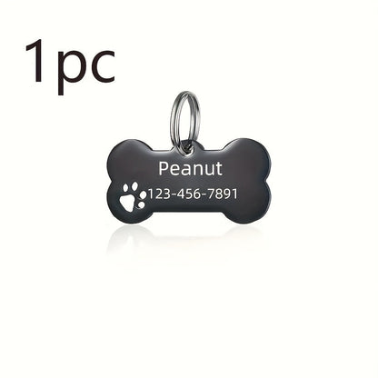 Custom Engraved Stainless Steel Dog ID Tag - Personalized Pet Name Tag Anti-Loss Single or Double Sided Engraving 6 Colors Dogs Cats Gift White Silver Gold Black Rose Gold Blue