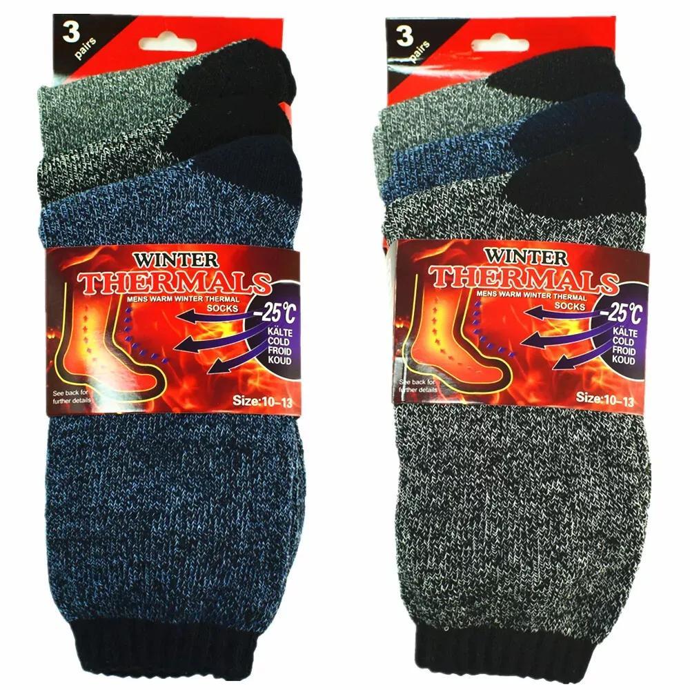 Lot de 6 paires de chaussettes thermiques pour hommes – Chaussettes épaisses isolantes pour temps froid, randonnée, ski, camping et sports d'extérieur, chaussettes d'hiver en acrylique pour bottes