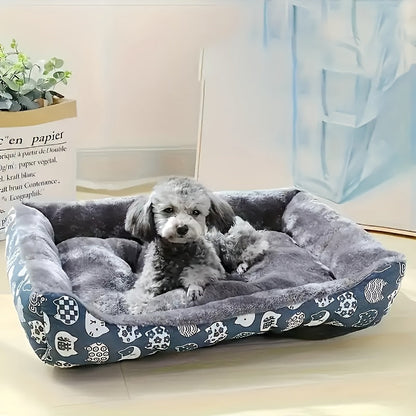 Matelas ultra-doux pour animaux et coussin de canapé – Coussin de lit chaud et confortable pour chien et chat, design bleu, tissu durable facile à nettoyer, 3 tailles M/L/XL pour chats, chiens et petits animaux