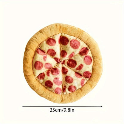 Jouet pour chien en peluche Pizza au pepperoni qui fait du bruit – Jouet à mâcher interactif et doux en polyester avec sifflet pour toutes les races, jouet amusant pour chien sur le thème de la nourriture pour chiots et chiens adultes