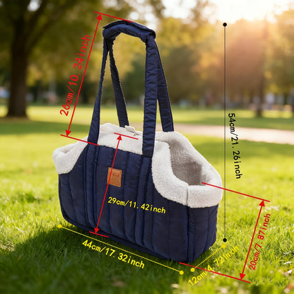 Sac de transport d'hiver pour animaux avec fermeture à pression – Sac fourre-tout chaud et confortable pour petits chiens et chats, idéal pour les activités en extérieur, disponible en marron, noir, beige, rose, vert et bleu