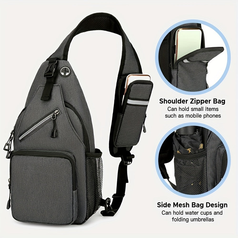 Sac à bandoulière grande capacité pour hommes et femmes – Sac de voyage polyvalent style sport brodé avec fermeture éclair sécurisée, idéal pour les trajets quotidiens mains libres et les activités en plein air, plusieurs coloris disponibles
