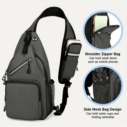 Sac à bandoulière grande capacité pour hommes et femmes – Sac de voyage polyvalent style sport brodé avec fermeture éclair sécurisée, idéal pour les trajets quotidiens mains libres et les activités en plein air, plusieurs coloris disponibles