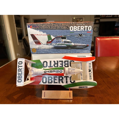 Maquette plastique d'hydravion Unlimited Oh Boy Oberto à l'échelle 1/25 – 51 pièces, présentoir en acrylique avec puce sonore, peintures, colle, pinceaux et décalcomanies à l'eau, cadeau de collection pour les fans d'hydravions