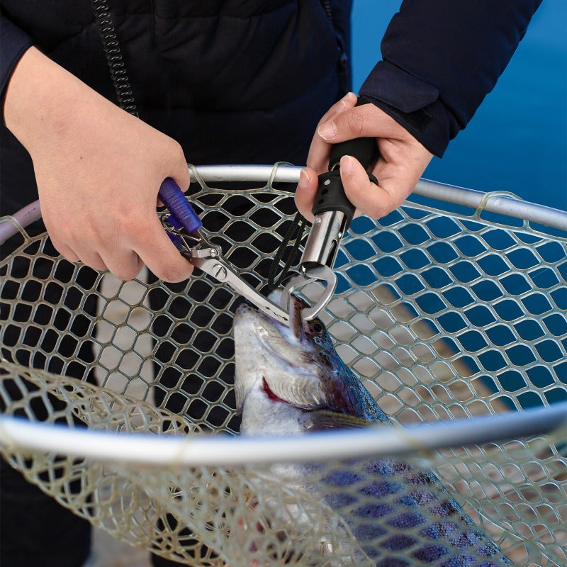 Ensemble de pinces de pêche 7 pièces : pince à poisson, décrocheur d'hameçons, écailleur, sac de rangement, acier inoxydable résistant à la corrosion pour pêche en eau douce et en mer – Cadeau de pêche pour homme