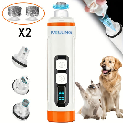 Coupe-griffes électrique silencieux pour animaux avec lumière LED – Kit de tondeuse rechargeable amélioré à 3 vitesses, entretien des pattes sans douleur pour chiens et chats de petite, moyenne et grande taille