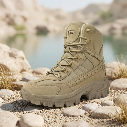 Bottes de randonnée tactiques montantes légères pour hommes – Bottes d'extérieur durables et antidérapantes pour la jungle, la chasse et les voyages d'aventure, toutes saisons, vert armée, marron foncé, sable, US 6,5-12