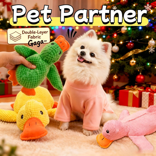 Jouet en peluche canard qui fait pouët pour chiens et chats - Jouet à mâcher interactif avec son sonore, tissu épais double épaisseur, jouet résistant aux morsures pour petits, moyens et grands animaux, cadeau de fête amusant