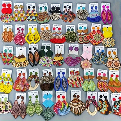 Lot de 10/20 paires de boucles d'oreilles bohèmes vintage – Assortiment de boucles d'oreilles pour femmes à imprimés floraux, bijoux de mode bohèmes pour fêtes et usage quotidien, cadeau idéal pour femmes et filles