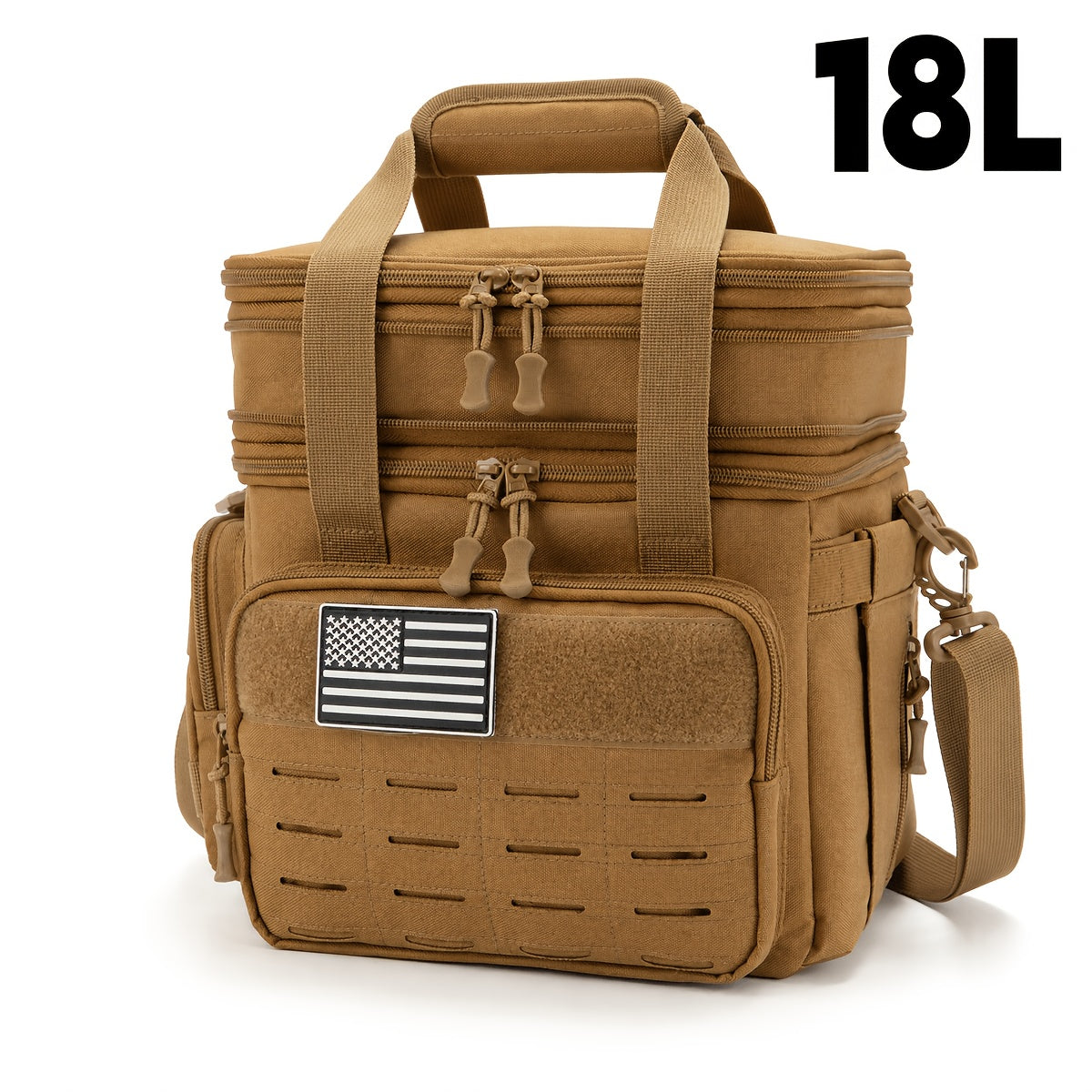 Sac à déjeuner tactique pour hommes 18 L – Glacière isolante extensible et résistante avec système MOLLE, sac isotherme étanche pour le travail, le camping, les activités en plein air et les pique-niques, disponible en kaki, noir et vert