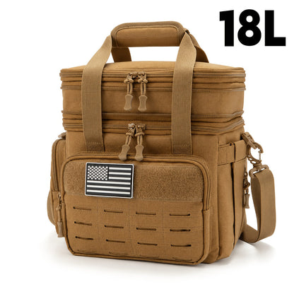 Sac à déjeuner tactique pour hommes 18 L – Glacière isolante extensible et résistante avec système MOLLE, sac isotherme étanche pour le travail, le camping, les activités en plein air et les pique-niques, disponible en kaki, noir et vert