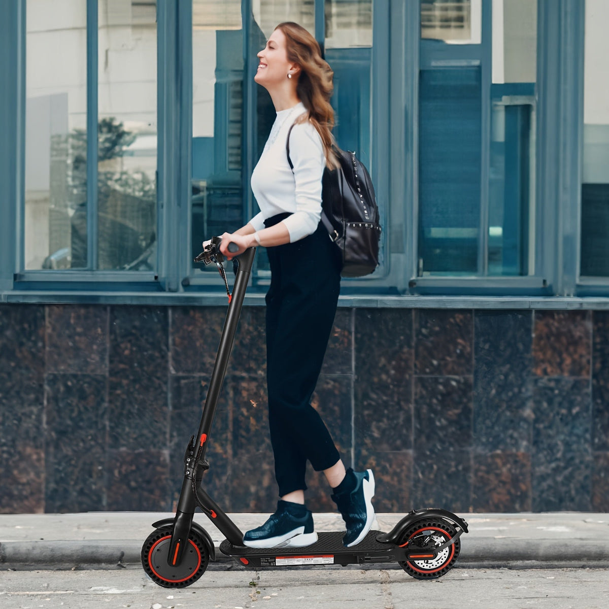 Trottinette électrique pliable pour adulte, moteur 350 W - pneus de 8,5 pouces, autonomie jusqu'à 34 km (21 miles), 3 modes de vitesse, écran LED, phare avant, batterie au lithium haute capacité - Noir (autonomie de 30 ou 34 km)