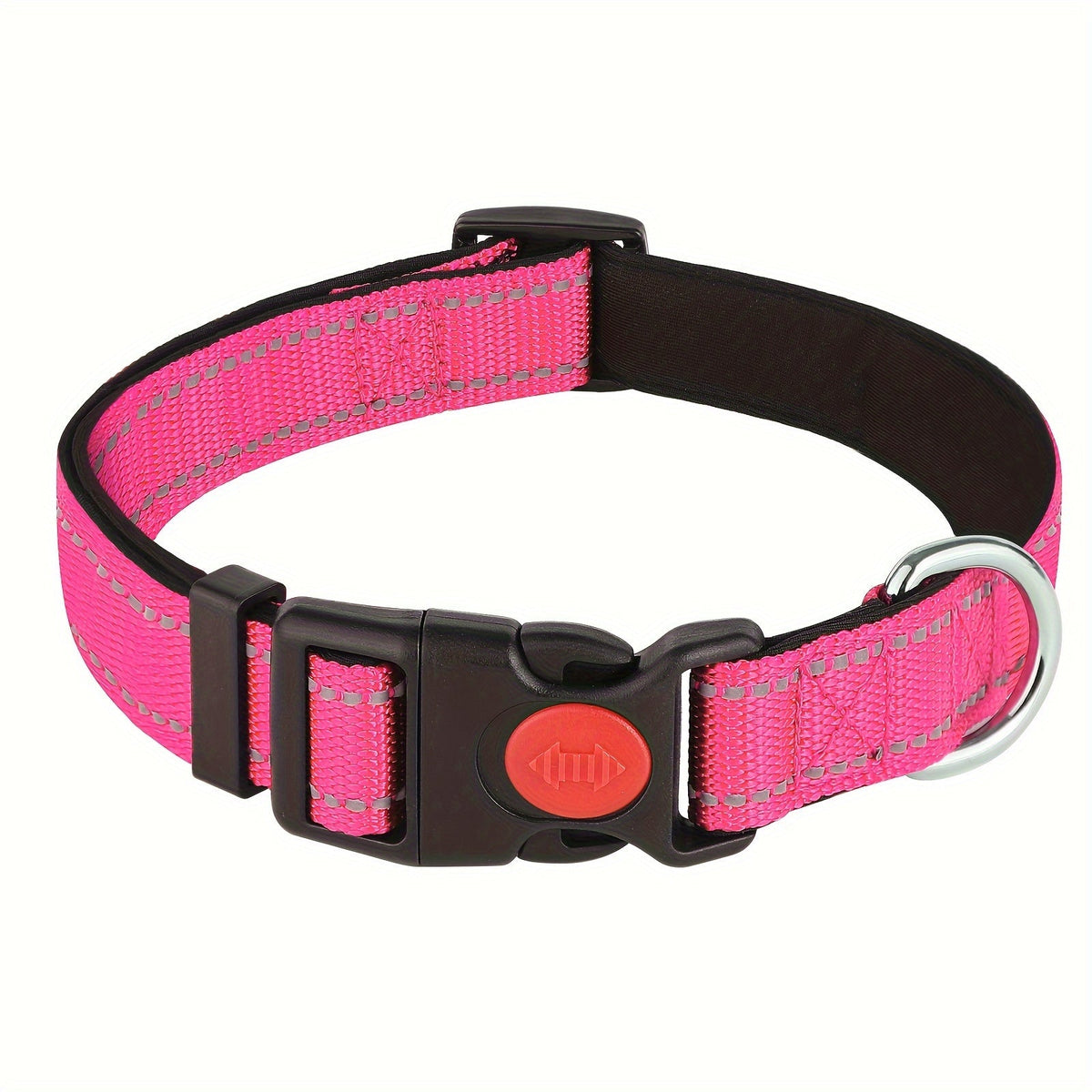 Collier pour chien réfléchissant avec boucle de sécurité verrouillable - Collier pour animal en nylon respirant, rembourré en néoprène doux et réglable pour chiens de petite, moyenne et grande taille, collier de sécurité haute visibilité nocturne
