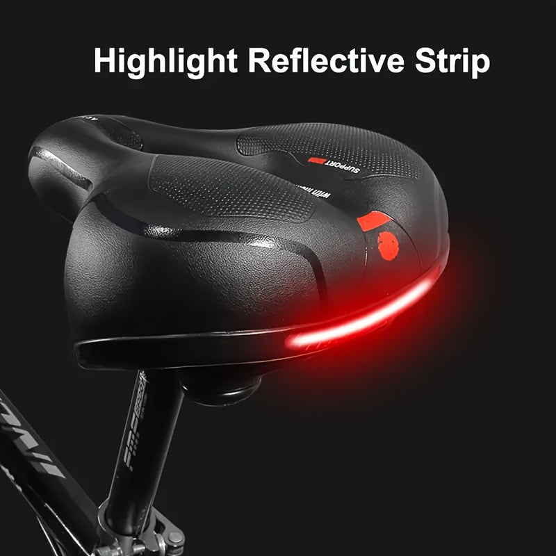 Selle de vélo rembourrée en gel, imperméable et absorbant les chocs – Coussin large en cuir et mousse souple avec bande réfléchissante pour vélos de ville, de montagne, de route et de sport, ajustement universel pour hommes et femmes
