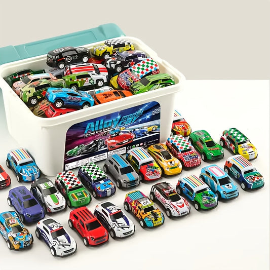 Lot de 16 mini-voitures à rétrofriction – Voitures jouets colorées à friction pour enfants, cadeaux d'anniversaire, remplissage de sacs surprises, cadeaux de Noël et d'Halloween | Modèles et couleurs aléatoires
