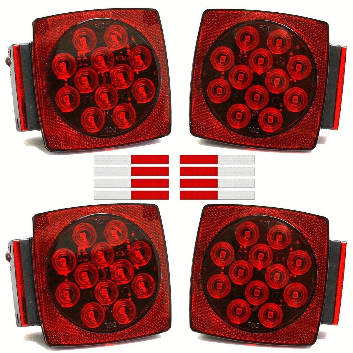 12V LED Trailer Lights Kit Stop Tail Turn Signal License Plate Light for Trailers Under 80" - Square Trailer Tail Lights for Boat Trailer Truck RV Camper Marine with Wiring Options