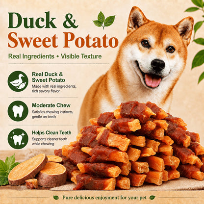 Friandises pour chiens au canard et à la patate douce, bâtonnets au poulet naturels riches en protéines pour petits, moyens et grands chiens, collations de dressage saines, digestes et avec céréales