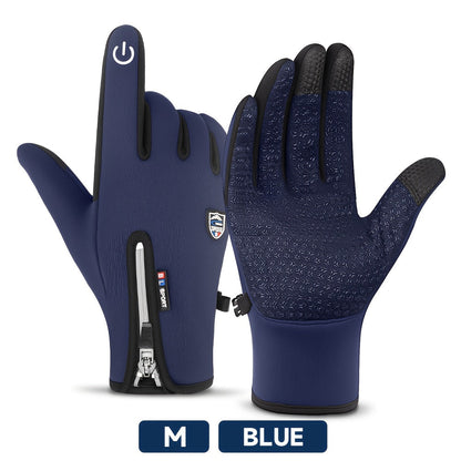 Gants de sport d'hiver coupe-vent et imperméables avec écran tactile et adhérence antidérapante – Gants chauds pour le cyclisme et le ski pour hommes et femmes, 100 % polyester, fermeture éclair, tailles M-XL