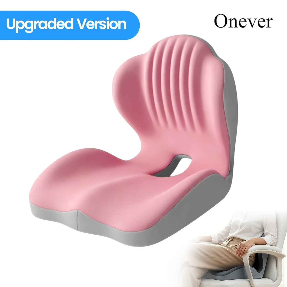 Coussin de siège ergonomique en mousse à mémoire de forme avec soutien lombaire et design creux respirant – Coussin de coccyx confortable pour chaise de bureau, siège auto, position assise prolongée, unisexe