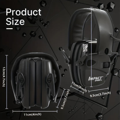 Casque de tir électronique tactique avec amplification sonore et réduction du bruit - Protection auditive serre-tête pour la chasse, le tir en stand en extérieur et les sports d'impact