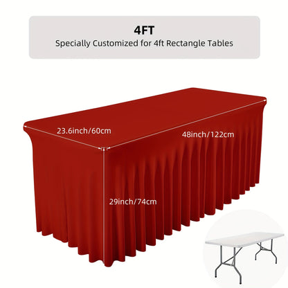 Nappe en élasthanne élastique avec jupe méduse, tissu polyester épais, opaque et hautement extensible pour tables de 4 et 6 pieds, idéale pour fêtes, anniversaires, mariages, banquets, hôtels, conférences et salons professionnels