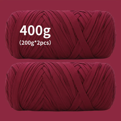 Fil de coton pour t-shirt 400 g (2 x 200 g) mélange de coton épais en 49 couleurs – Fil épais et doux pour paniers au crochet, sacs, tapis, projets de macramé et tricot – Fil de loisirs créatifs idéal pour les débutants