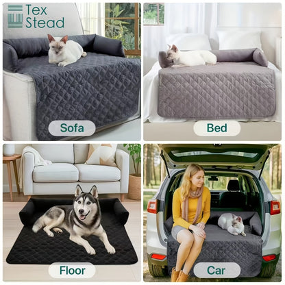Canapé-lit pour animaux et protection de canapé avec coussins traversins, housse de meuble lavable et antidérapante pour chiens et chats – Housse de canapé douce et confortable pour animaux avec rebords surélevés pour canapé, causeuse et fauteuil