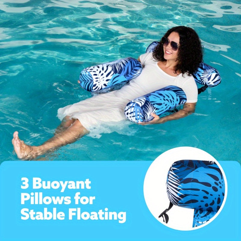 Inflatable Pool Float Chair for Adults – Leaf Design Floating Lounger with Mesh Sling, 1 & 2 Pack, Portable Summer Pool Float for Beach Lake & Pool Parties, 30x16x24 Inch