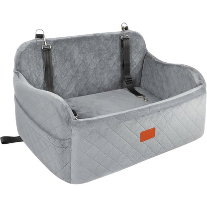 Siège auto pour chiens de taille moyenne à grande – Panier de voyage lavable en mousse à mémoire de forme pour animaux avec passage pour ceinture de sécurité, sangles réglables et installation en 3 points, Gris Noir Marron Tout Noir Noir Gris