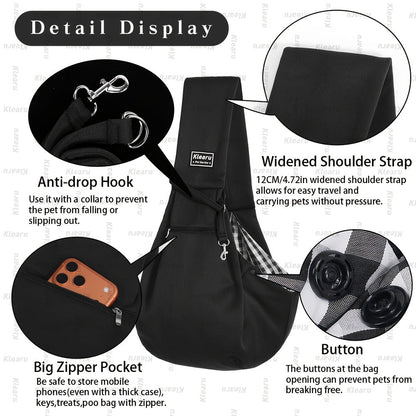 Sac bandoulière de transport pour chats et chiens jusqu'à 6,3 kg - Sac de transport croisé pour petits chiens et chats avec poche zippée - Sac bandoulière mains libres pour voyages en extérieur - Cadeau pour animaux pour Halloween et Noël