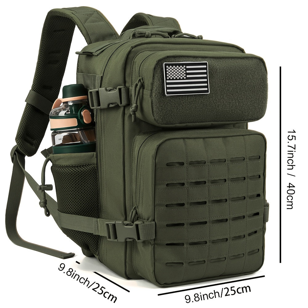 Sac à dos tactique MOLLE 25L pour ordinateur portable pour hommes et femmes – Sac militaire d'urgence, sac de randonnée avec double porte-gobelets, 9 couleurs, sac pour le bureau et les voyages en plein air