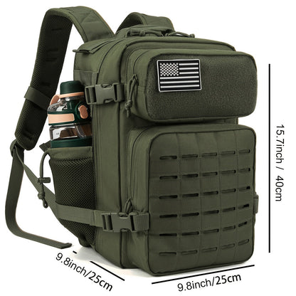 Sac à dos tactique MOLLE 25L pour ordinateur portable pour hommes et femmes – Sac militaire d'urgence, sac de randonnée avec double porte-gobelets, 9 couleurs, sac pour le bureau et les voyages en plein air