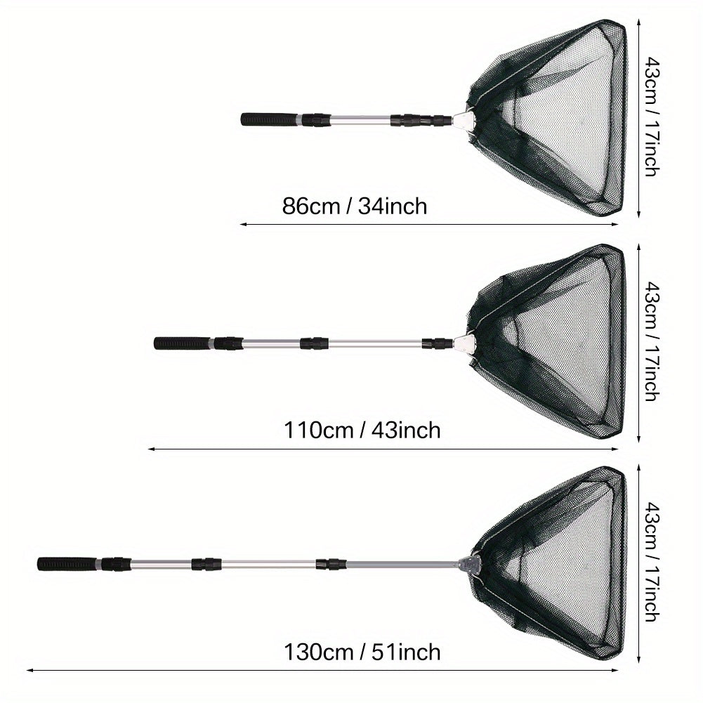 Épuisette de pêche télescopique pliable avec cadre en alliage d'aluminium – Manche extensible de 55 à 190 cm pour la pêche au bar, à la truite et à la mouche, épuisette professionnelle portable et repliable