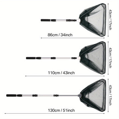 Épuisette de pêche télescopique pliable avec cadre en alliage d'aluminium – Manche extensible de 55 à 190 cm pour la pêche au bar, à la truite et à la mouche, épuisette professionnelle portable et repliable