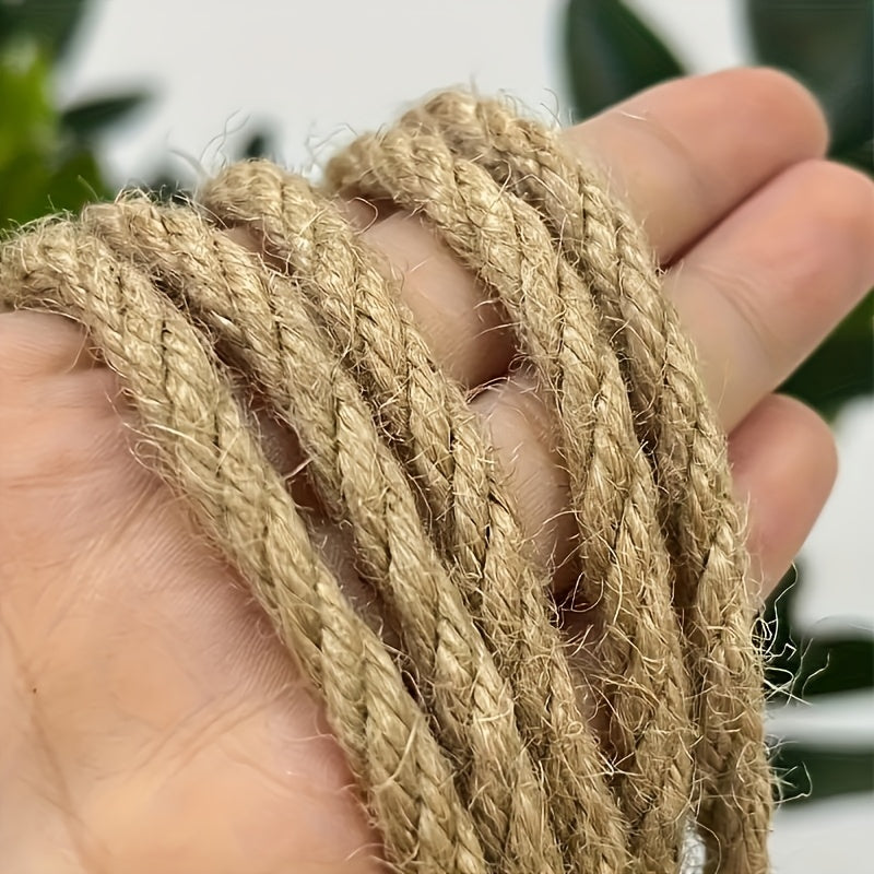 Corde de jute naturelle 6 mm x 20 m (65 pi), ficelle beige rustique pour travaux manuels, griffoirs pour chat, décoration intérieure, emballage et suspension - Cordon de jute décoratif robuste