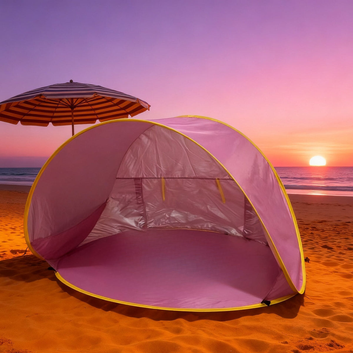 Tente de plage pop-up portative – Abri solaire anti-UV à installation rapide, ultra-léger (moins de 50 g/m²) pour la plage, la randonnée, le camping, les voyages en famille, parasol et auvent d'extérieur