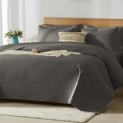 Ensemble de courtepointe d'été rafraîchissante 2-3 pièces, couvre-lit en microfibre légère et respirante – Couvre-lit au motif de pièces moderne, format simple, grand ou très grand, toutes saisons, choix de couleurs, cadeau de vacances pour la famille