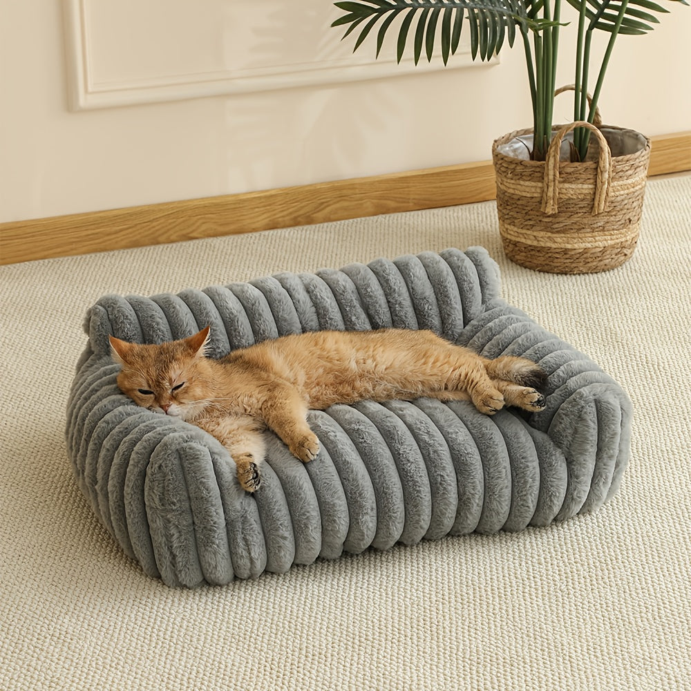 Canapé-lit pour chat - Maison pour chat douce, confortable et respirante pour grands, moyens et petits chats, joli panier de couchage en peluche adapté à toutes les saisons, transat pour chat d'intérieur et nid de repos douillet