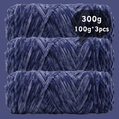 Fil chenille velours, lot de 3 pelotes de 300 g (3 x 100 g), laine douce et épaisse pour tricot et crochet, 47 couleurs, idéal pour débutants, artisanat de luxe pour pulls, écharpes, bonnets, poupées, sacs, amigurumi et projets DIY