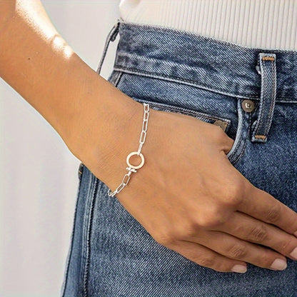 Bracelet maillons Parker en argent sterling 925 pour femme - Chaîne trombone avec boucle iconique, bracelet bohème élégant et luxueux, cadeau pour femme, maman, amie - Saint-Valentin, Noël, anniversaire