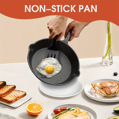 Ensemble de 3 poêles en fonte avec bec verseur – Batterie de cuisine robuste antiadhésive pré-culottée pour les repas de fêtes, le camping en VR, les repas au feu de camp, compatible four et plaque de cuisson, cadeau de cuisine