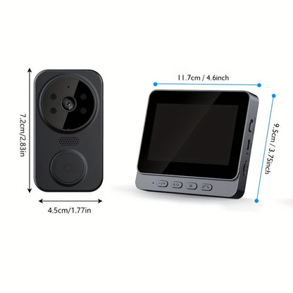 Wireless Video Doorbell Camera with Indoor Monitor – 1080P FHD, No Wi-Fi Needed, Night Vision, Two-Way Audio, 4.3" IPS Screen, Long Battery Life, SD Card Storage, Easy Install for Home Security