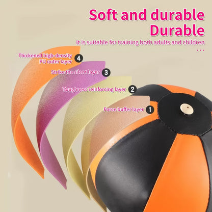Balle de réflexe de boxe sur pied avec sac de frappe rapide autoportant, hauteur réglable pour l'entraînement à la réaction des adultes, adolescents et seniors – Punching-ball de fitness pour intérieur avec 3 ancrages au sol