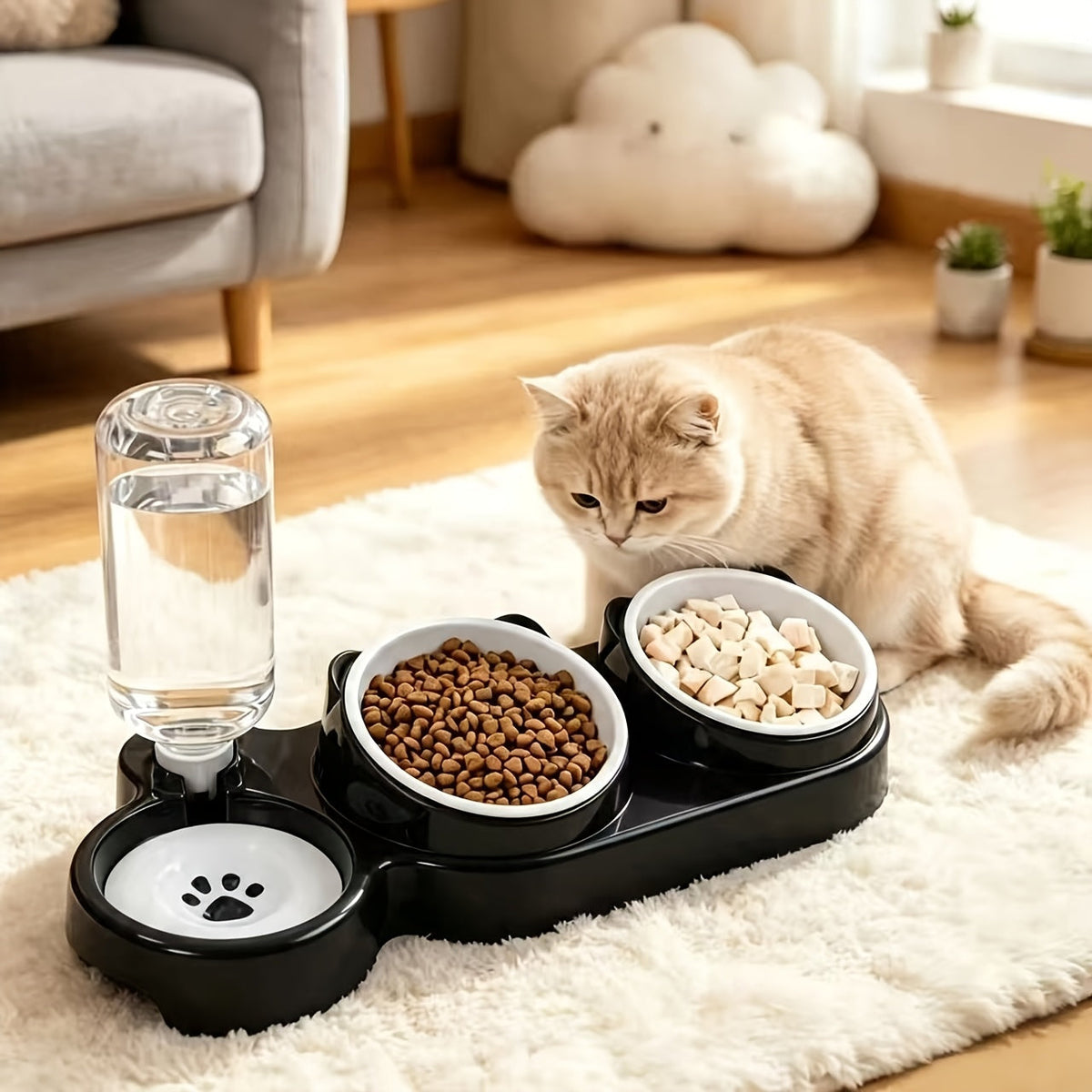 Ensemble de bols pour animaux inclinés et antidérapants – Conception ergonomique inclinée pour chats et chiens, sans pile, favorise une posture saine, station de nourriture et d'eau facile à nettoyer pour animaux d'intérieur