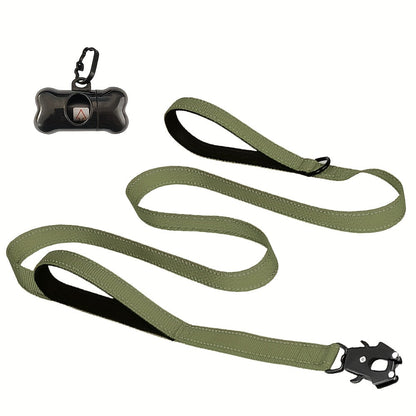 Laisse pour chien robuste de 1,8 m avec double poignée et mousqueton tactique – Laisse de dressage en corde réfléchissante avec attache rapide verrouillable pour chiens moyens et grands, 11 couleurs disponibles