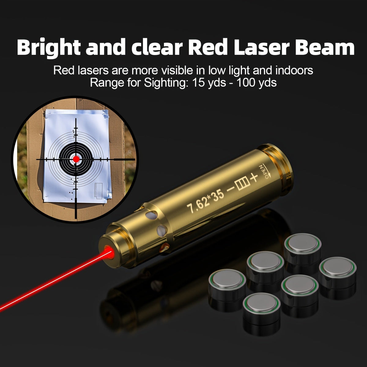 Kit de réglage laser multi-calibres pour 9mm, 45ACP, 223REM, 308WIN, 380ACP, 38SPL, 12GA – Appareil de réglage laser rouge haute précision pour fusils et pistolets, installation facile, inclut 2 jeux de piles