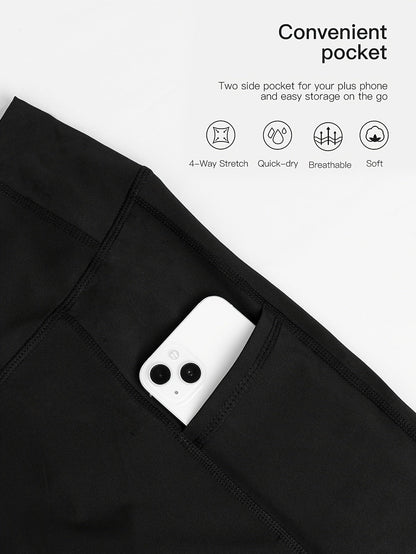 Shorts de yoga taille haute pour femmes, lot de 4, effet push-up, 5 poches – Shorts de sport respirants, extensibles et sans couture pour l'été, le yoga, le Pilates et l'entraînement en salle (Rouge, Noir, Gris, Bleu marine)