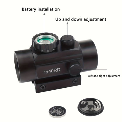 Viseur point rouge et vert tactique 1x40mm – Optique réflectrice en alliage d'aluminium, compatible rail Picatinny/Weaver 20mm et rail en queue d'aronde 11mm – pour la chasse, le tir et usage tactique