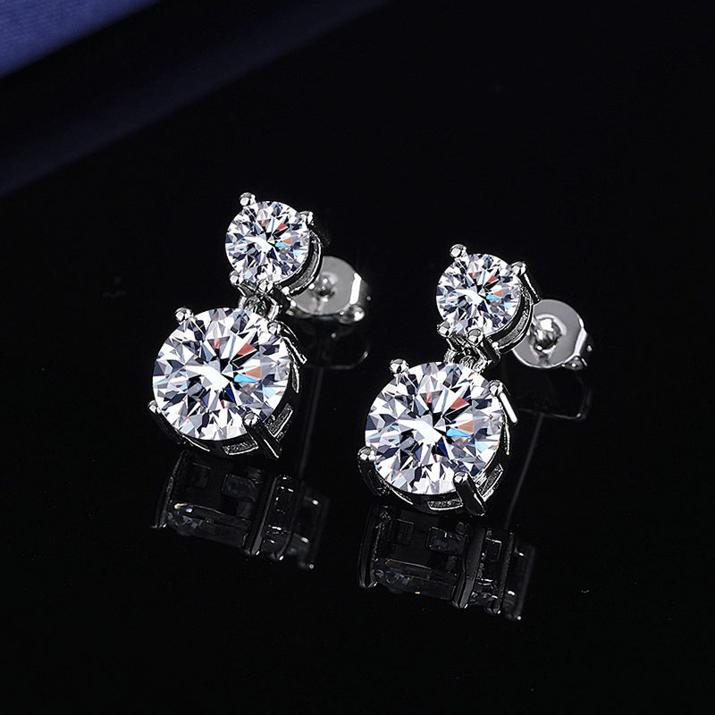 Boucles d'oreilles clous en mo issanite de 5 carats pour femme – Boucles d'oreilles pendantes en argent sterling 925, bijou de luxe brillant, cadeau idéal pour Noël, la Saint-Valentin et les occasions spéciales