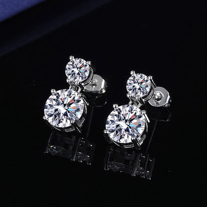 Boucles d'oreilles clous en mo issanite de 5 carats pour femme – Boucles d'oreilles pendantes en argent sterling 925, bijou de luxe brillant, cadeau idéal pour Noël, la Saint-Valentin et les occasions spéciales
